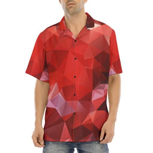 Polygonal Red Geometric Hawaiian Shirt