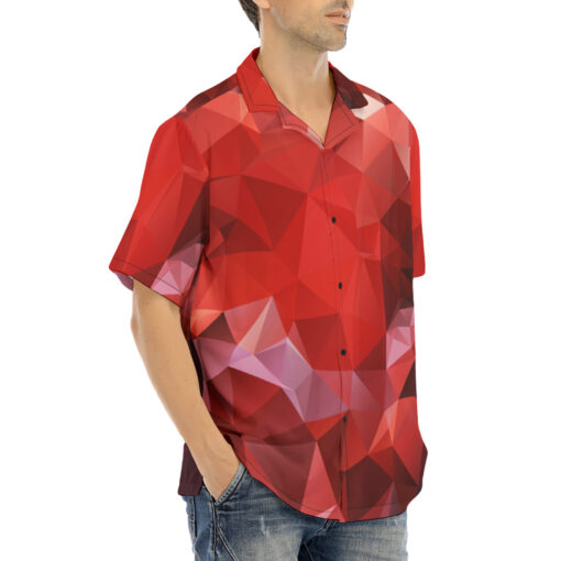 Polygonal Red Geometric Hawaiian Shirt - Image 2