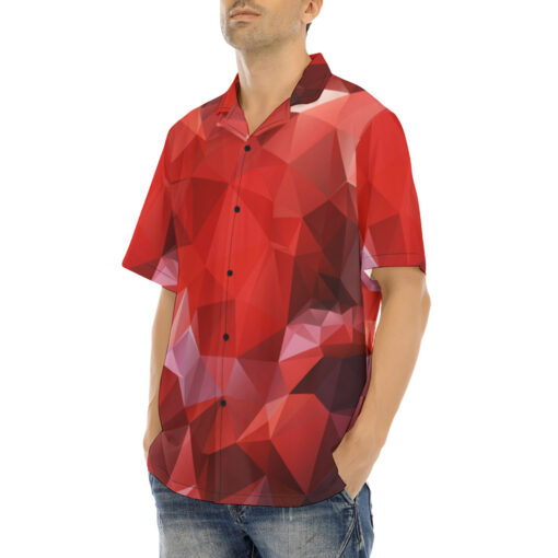 Polygonal Red Geometric Hawaiian Shirt - Image 3