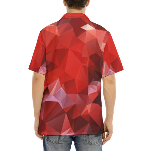 Polygonal Red Geometric Hawaiian Shirt - Image 4