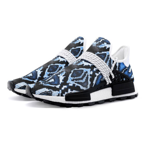 Blue Snake Skin Ornament Mesh Sneakers - Image 2