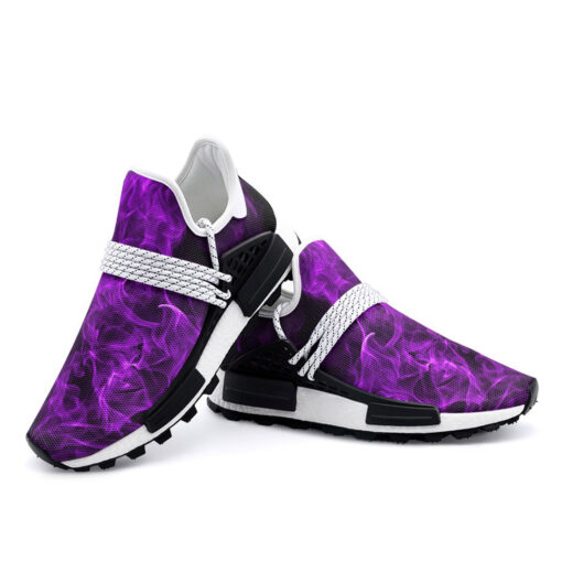 Violet Neon Fire And Smoke Mesh Sneakers