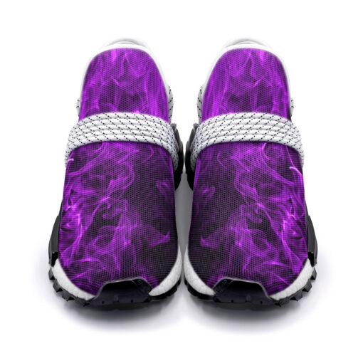 Violet Neon Fire And Smoke Mesh Sneakers - Image 4