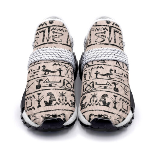 Egyptian Hieroglyphs Grunge Mesh Sneakers - Image 4